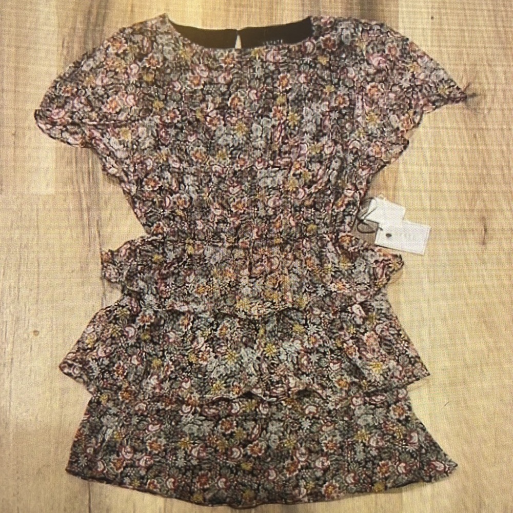 1. State Ruffled Floral Mini Dress - Small/Black, Pink & Yellow - Picture 2 of 5